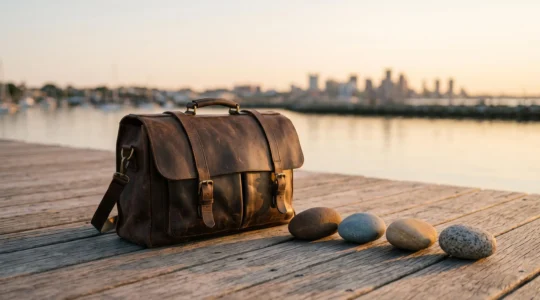 Symbolic composition representing a journey across Australia's four coastal capitals without travel burnout